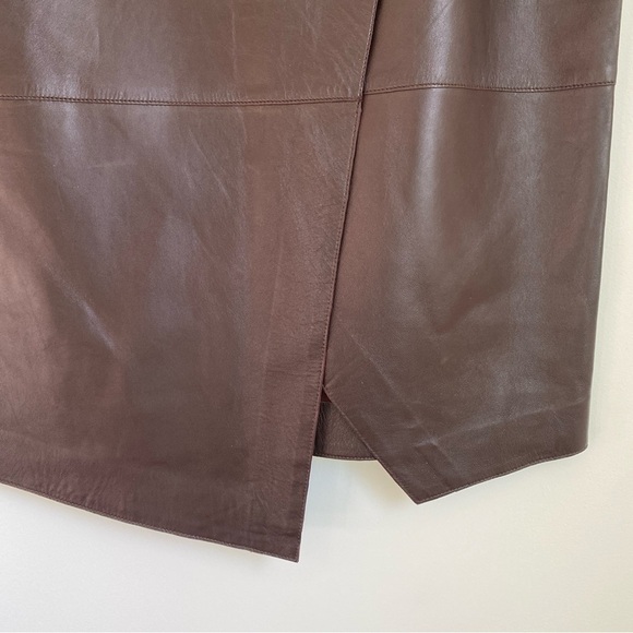 NWT GSTQ Leather Wrap Skirt Merlot Asymmetrical Size Large (L) - Picture 6 of 15